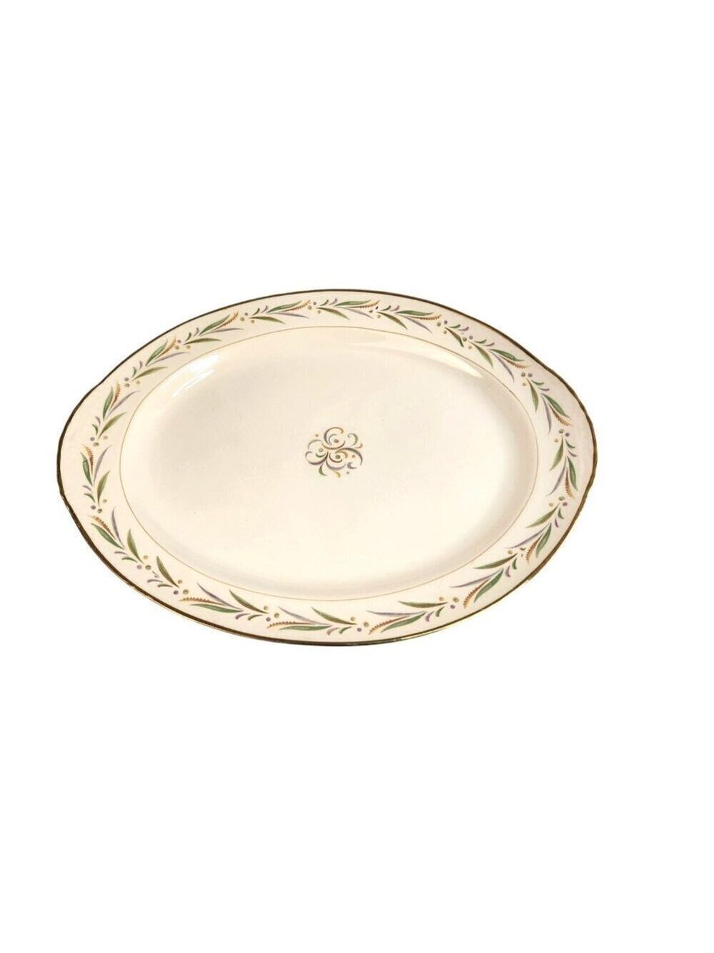 Eggshell Nautilus Autumn Oval Serving Platter Gold Trim 11.5 x 9 inch Fine China